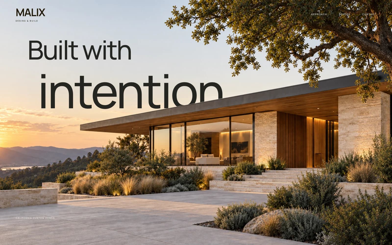 Malix Design & Build website: Built with intention over a sunlit limestone and cedar home